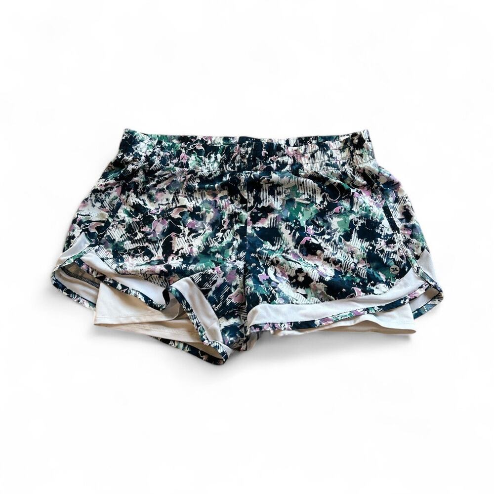 Reebok Athletic Running Shorts High Waist Womens Size Large floral hiking yoga